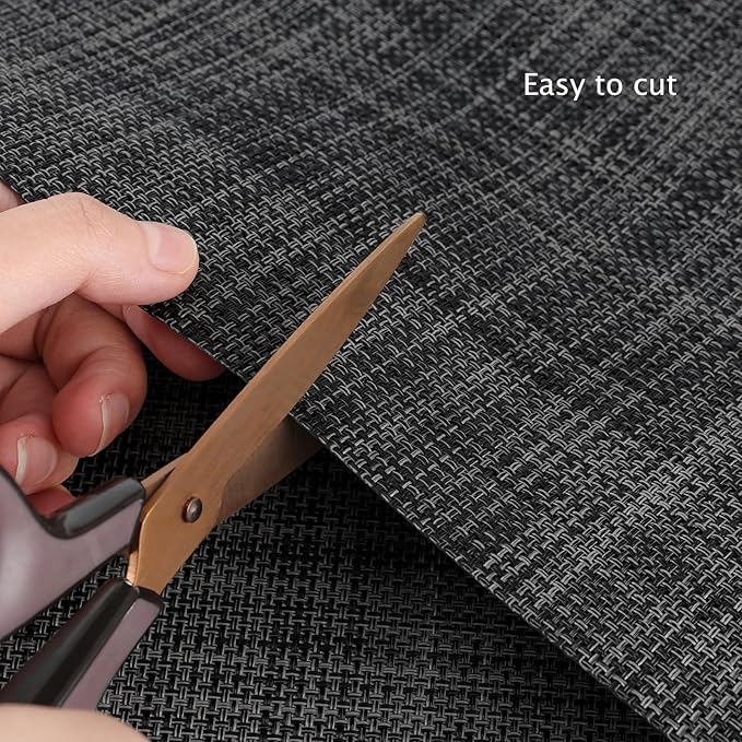 Myir JUN Table Runner, Vinyl Table Runner Indoor 55 Inch Long Arbitrarily Cropped Runner for Table Heatproof for Home Party (Dark Gray-Black, 12 x 55 inch)