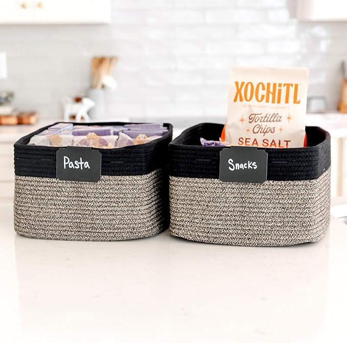 NaturalCozy Storage Baskets 16.8?쓝13?쓝7.6??Cotton Rope Woven Baskets for Organizing 3-Pack | Toy Storage Bins | Basket for Shelves, Laundry, Blanket, Clothes, Closet, Kitchen, Bathroom, Gifts