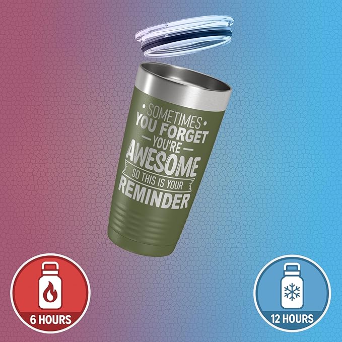 Spotted Dog Company Inspirational Tumbler, Inspirational Gifts for Men Dad Father Wife Sister Women, Birthday For Him Her, You?셱e Awesome Tumbler, Teacher Coworker Gifts 20oz Olive