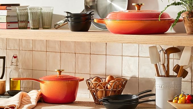 Le Creuset Enameled Cast Iron Signature Round Saucepan, 2.25 qt., Flamme Doree with Crucible Knob