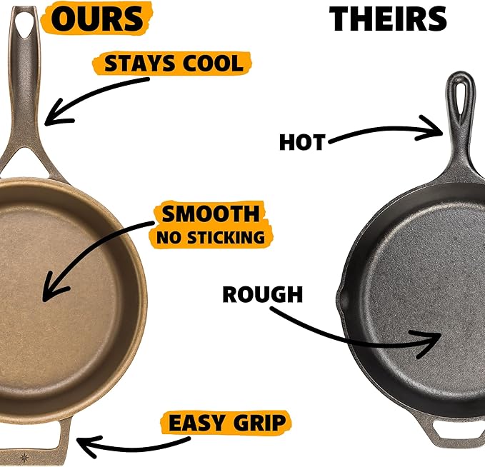 Stargazer 12-Inch Cast Iron Skillet | Made in USA, Seasoned, Premium Frying Pan for Grilling, Searing, Baking & More ??Durable Cast Iron with Smooth Cooking Surface