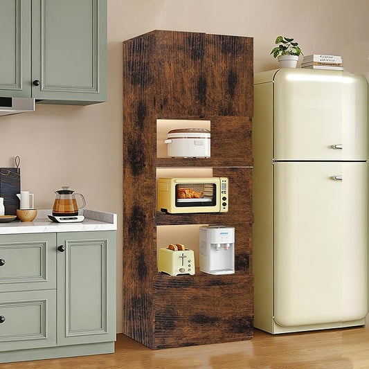 LINLIUA 71'' Tall Kitchen Pantry Cabinet, Wood Pantry Storage Cabinet with Doors, 3 Pull-Out Shelves and Drawer, Modern Slim Kitchen Hutch for Dining Room Small Space