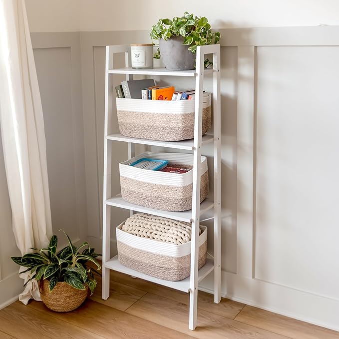 NaturalCozy Storage Baskets 16.8?쓝13?쓝7.6??Cotton Rope Woven Baskets for Organizing 3-Pack | Toy Storage Bins | Basket for Shelves, Laundry, Blanket, Clothes, Closet, Kitchen, Bathroom, Gifts