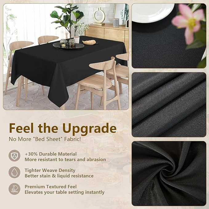 ITWMTTO 10-Pack Black Tablecloths Rectangular 60x102 Inch - Heavy-Duty Polyester Fabric Table Cloth Rectangle Table Cover for Rectangle Tables - Reusable & Washable