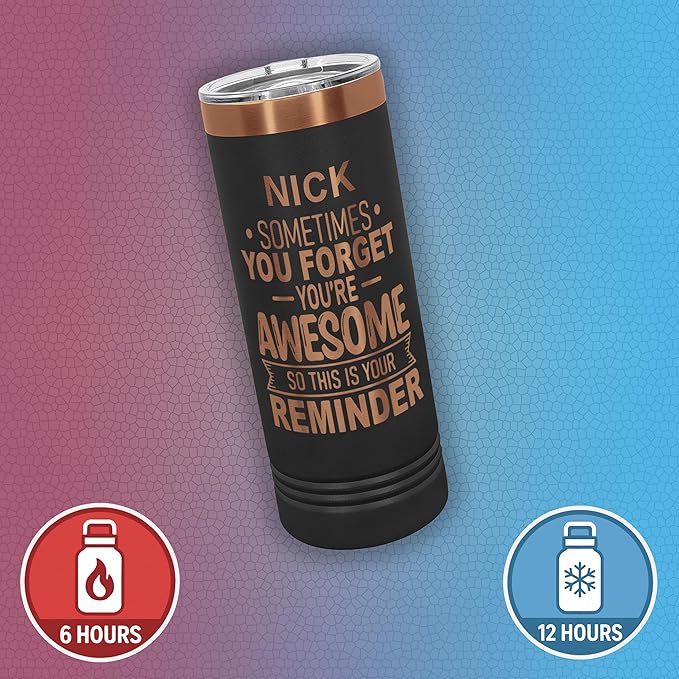 Personalized Inspirational Tumbler, Inspirational Gifts for Men Dad Father Wife Sister Women, Custom Birthday For Him Her, Customized You?셱e Awesome Tumbler, Teacher Coworker Gift 22oz Black Copper