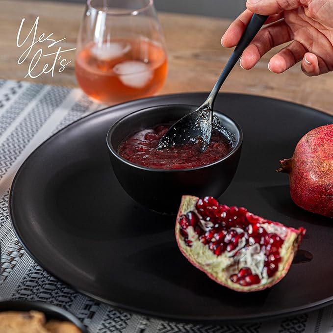 over&back Coupe Stoneware Serving Platter - Elegant 1-Piece Round Serving Platter to Complete Your Kitchen Set - 13.1" x 13.1" - Semi-Matte Black