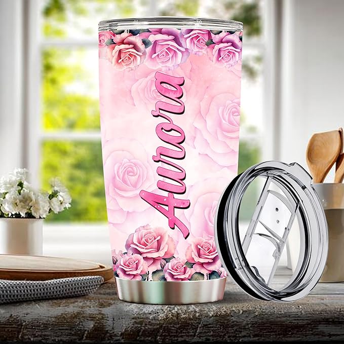 WONWIX Personalized Dirt Bike Lovers Gift for Women Insulated Stainless Steel 20oz Water Bottle Coffee Mug Cup Perfect Gifts for Girls, Mom, Wife, Christmas, Birthday, Mother's Day, Valentine