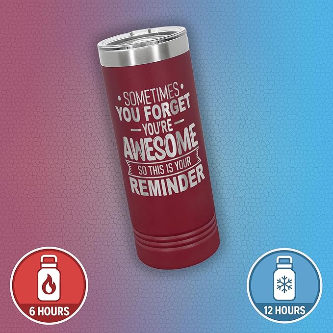 Spotted Dog Company Inspirational Tumbler, Inspirational Gifts for Men Dad Father Wife Sister Women, Birthday For Him Her, You?셱e Awesome Tumbler, Teacher Coworker Gifts 22oz Maroon