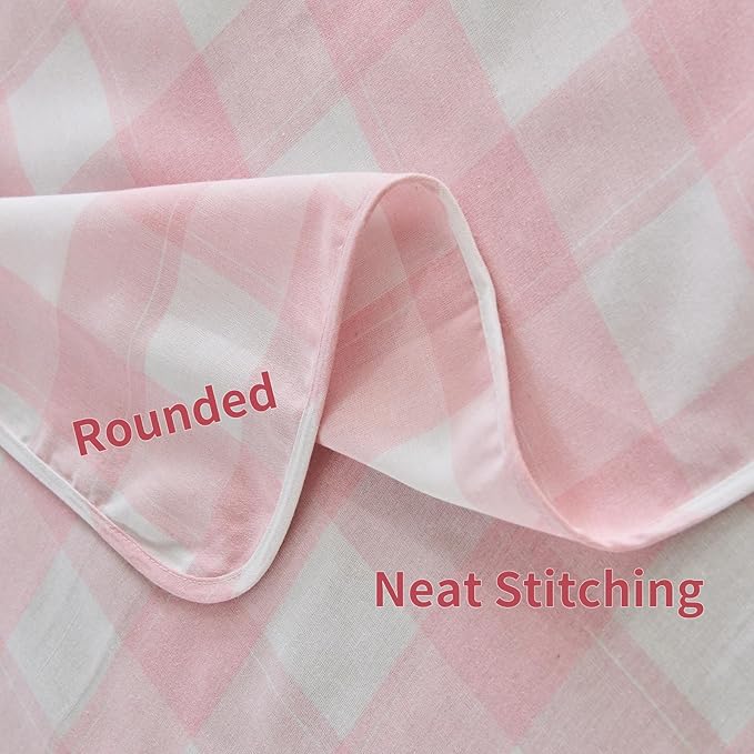 BALCONY & FALCON Gingham Table Cloth Rectangle ??Reversible Water-Resistant Cotton Checkered Tablecloth for Outdoor Picnic, Camping, Kitchen, Holiday Party Decor (Pink White, 55x95 Inch)
