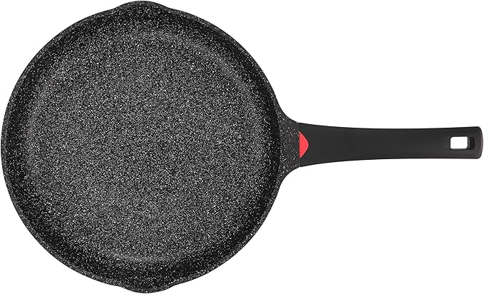 9.5 Inch Non Stick Frying Pan Granite Coated with Pour Spout - 1.9 Quart Skillets & Frying Pans with Comfort Stay Cool Grip Handle - Induction Compatible- Non Toxic PFOA Free Cookware (Black)
