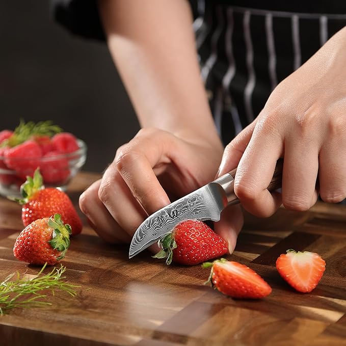 Wakoli EDIB Pro Damascus Peeling Knife ??Japanese Style Kitchen Knife | 2.4-Inch Genuine Damascus Steel Blade with VG10 Core | Ergonomic Pakkawood Handle | Professional Chef Knife in Gift Box