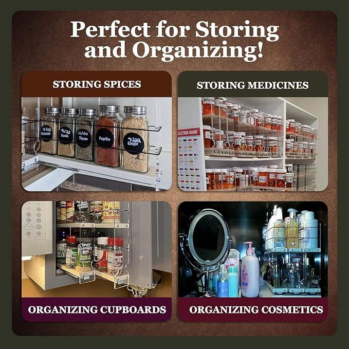 Vertical Spice - Sliding Spice Rack - Pull Out Spice Rack for Inside Cabinets, Sliding Shelves, Rack for Kitchen Cabinets - Made in USA -2 Tiers -10.6"D x 4.6"W x 10.75"H (Cream , Partially Assembled)