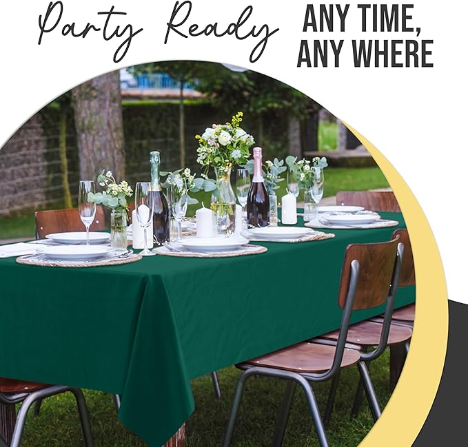 Exquisite 66% Thicker Premium Plastic Table Cloth Rectangle Table Cover 0.5 Mil 24 Pack Dark Green Table Cloth 54 Inch x 108 Inch Disposable Tablecloth Won't Tear Easily Like Cheap Thin Brands