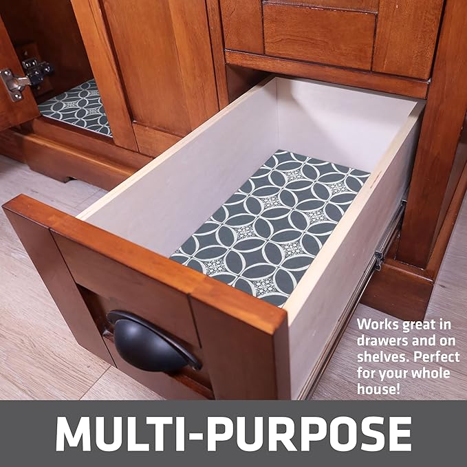 Drymate Premium XL Under Sink Mat, Waterproof Cabinet Protection Mats for Kitchen & Bathroom, Absorbent Shelf Liners, Slip-Resistant, Non-Adhesive, Machine Washable (USA Made)(24?쓝59??(Indigo Grey)