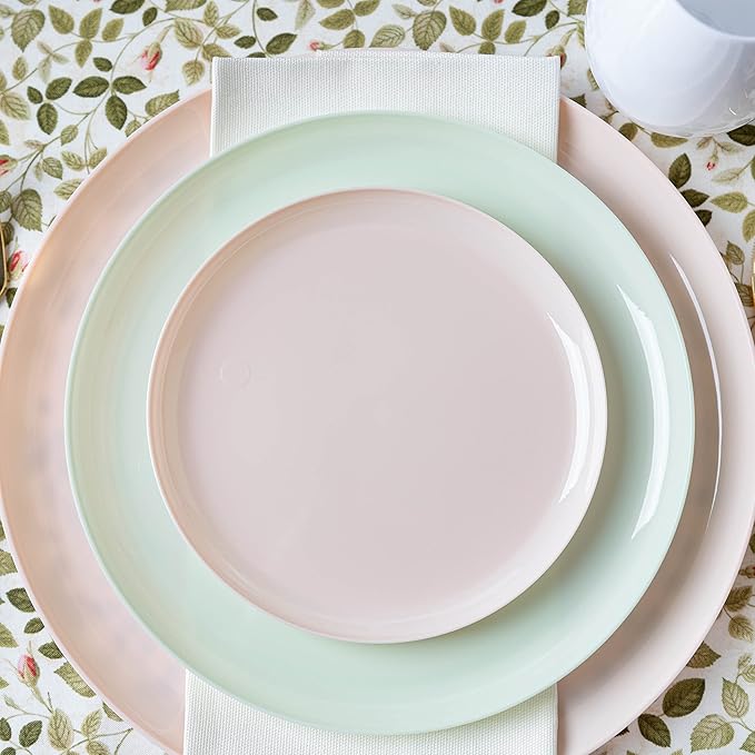[30 Pack 10.7''] Mint Green Plastic Party Plates Edge Collection Premium heavyweight Elegant Disposable Tableware Dishes