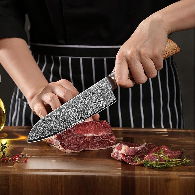 Wakoli EDIB Pro 2-Piece Damascus Kitchen Knife Set ??Santoku & Small Santoku with VG10 Core made of 67-Layer Damascus Steel Blades ??Professional Chef Knives with Ergonomic Pakkawood Handles