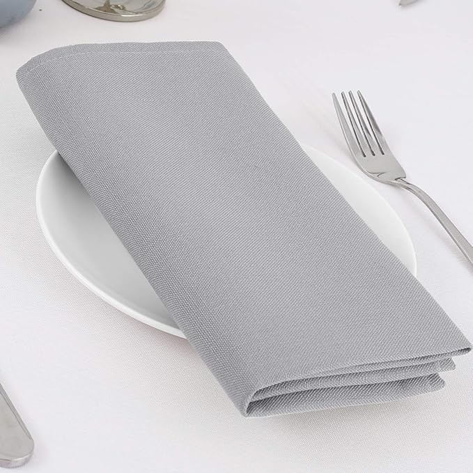 H.VERSAILTEX Cloth Napkins Set of 12 (18" X 18") Linen Textured Dinner Napkins Waterproof Extra Soft Thick Durable Reusable Napkins with Hemmed Edges for Dinners, Weddings and Everyday Use, Grey