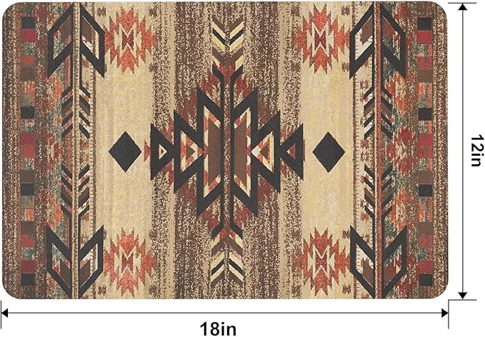 QIYI Placemats Set of 6, 12x18 Inch PU Leather Place Mats for Kitchen Dinning, Heat Resistant Anti Slip Brown Table Mats, Waterproof Wipeable Washable Placemat Party Table D챕cor, Geometric Motifs