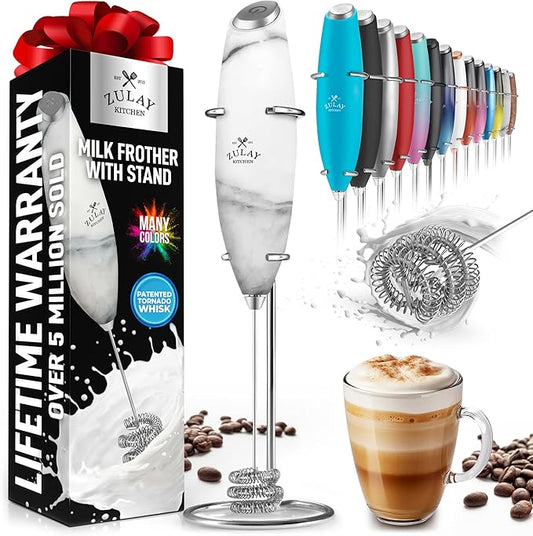 Zulay Kitchen Milk Frother with Patented Tornado Triple Whisk ??Handheld Foam Maker for Coffee, Lattes, Matcha & Hot Chocolate ??Rich, Creamy Froth in Seconds