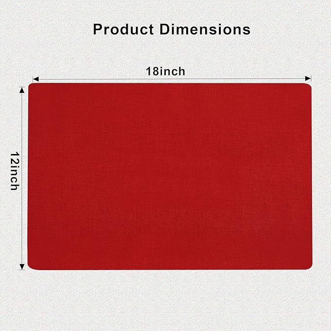 SLKQG Christmas Red Linen Fabric Placemats Set of 4, Heat Resistant & Machine Washable Double-Layered Cloth Placemats for Dining Table, Indoor/Outdoor Use, Non-Slip Kitchen Table Mats (4, Bright Red)