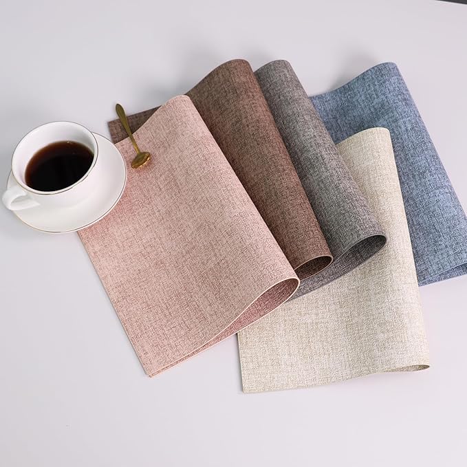 LQICAI Placemats Set of 8 Washable Heat Resistant Place Mats PVC Woven Dining Table Mat Green 8pcs