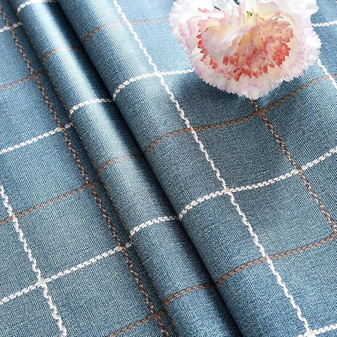 LOHASCASA Wipeable Tablecloth Oblong Oilcloth Vinyl Peva Plastic Spill Proof Oil Tablecloths 6ft Camping BBQ Tablecloth - Navy Blue Checkered 54 x 72 Inch