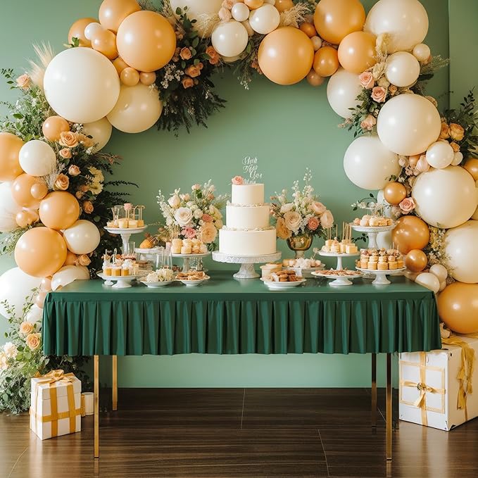 Wish Care Hunter Green Spandex Table Clothes for 6 Foot Rectangle Tables Wrinkle Free Stretch Fitted Tablecloth 6ft Ruffle Elastic Table Cover Skirt for Dining Outdoor Home Banquet Party Tablecloth