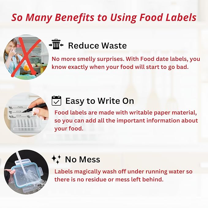 2x1 Dissolvable Food Labels, 250 Label Stickers, Bottle Labels for Storage Bins, Sticker Labels for Food containers, (250, Green)