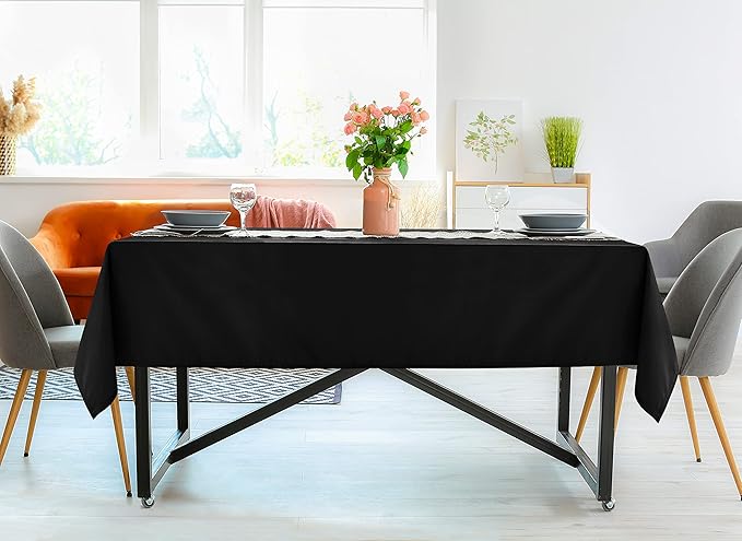 Utopia Kitchen Rectangle Table Cloth 2 Pack(90x156 Inches, Black), Tablecloth Machine Washable, Polyester Table Cover for Dining, Buffet Parties, Picnics, Events, Weddings and Restaurants