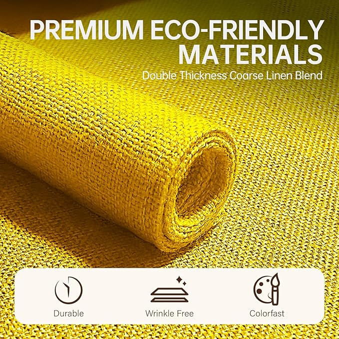 Blue Forest | Rectangular Faux Linen Placemats Set of 4 | Dual- Layered Thickened for Durability | Heat Resistant | Machine Washable | Wrinkle Free for Easy Care Indoor/Outdoor Use - Bright Yellow