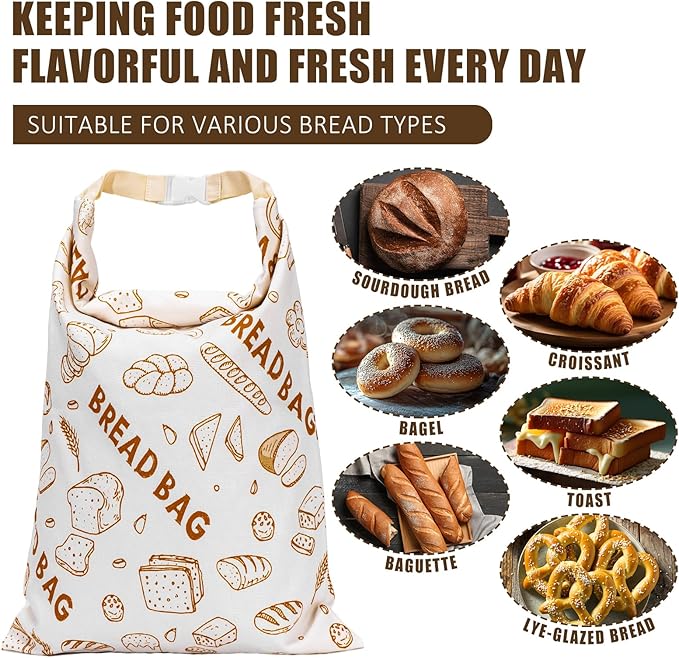 2 Pack Beeswax Bread Bags for Sourdough Reusable Bread Bags Food Storage Bag Large Capacity Portable Freshness Preservation Homemade Sourdough Bread Storage Bag