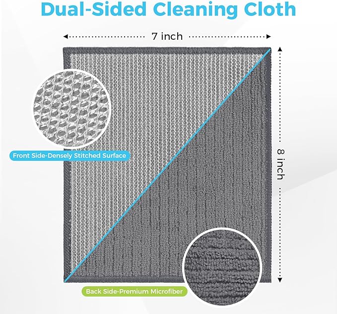 AIDEA Non Scratch Wire Dishcloth 24PK, Upgraded Wire Dishwashing Rag for Kitchen, Dual Sided, Washable Dish Cloths, Cleaning Pads Steel Scrubber for Cookware, Sinks, Dishes, Stove Tops, 7"횞8" Grey