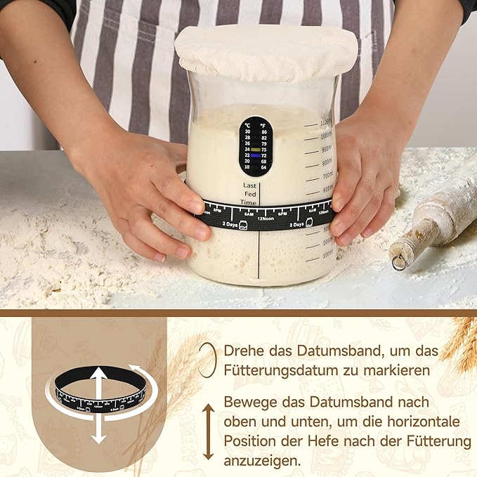 Pro Sourdough Starter Kit- 50oz Large Capacity Sourdough Starter Jar, 17 Flavorful Fermentation Recipes, Sourdough Bread Baking Supplies for Making Delicious Sourdough Breads(2 Sets)