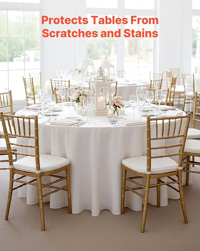VEVOR White Round Tablecloths 2 Pack, 120 Inches in Diameter, Stain- & Wrinkle- Resistant, Machine Washable Table Clothes, Polyester Fabric Table Covers for Wedding, Party, Banquet, Formal Events