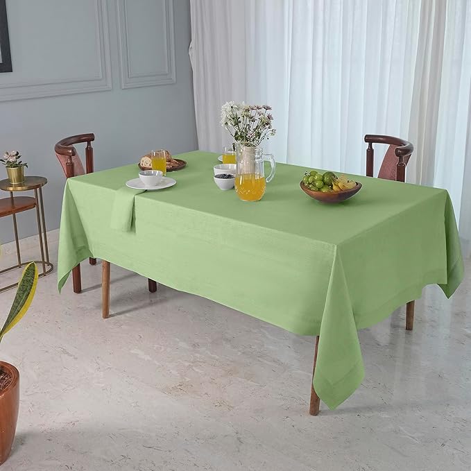 D'Moksha Homes Linen Tablecloth 60 x 90 Inch - 100% Pure Linen Sage Green Tablecloth for Rectangle Tables - Machine Washable Table Cloth for Spring, St Patricks Day, Easter