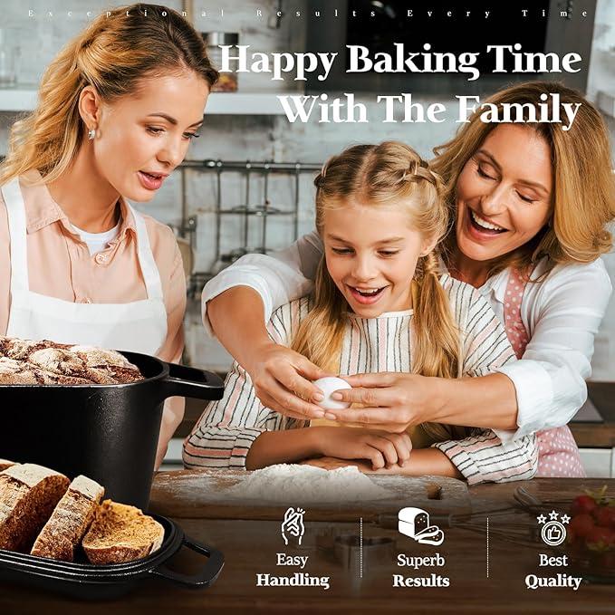 Cast Iron Loap Pan, 3.6QT Oval Dutch Oven for Bread Baking, Pre-Seasoned Sourdough Baking Supplies Kit, Cast Iron Dutch Oven with Lid for Homemade Bread, Sourdough Bread Pan