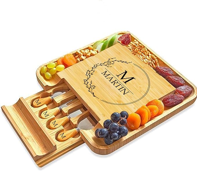 Personalized Cheese Board, Custom Bamboo Engraved Customized Gifts Bridal Shower Gifts Perfect for Personalized Wedding
