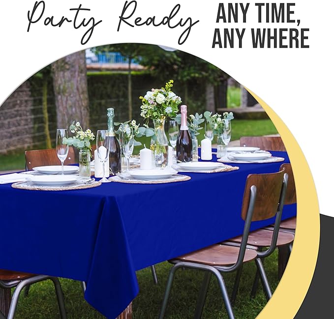 Exquisite 66% Thicker Premium Plastic Table Cloth Rectangle Table Cover 0.5 Mil 24 Pack Dark Blue Table Cloth 54 Inch x 108 Inch Disposable Tablecloth Won't Tear Easily Like Cheap Thin Brands