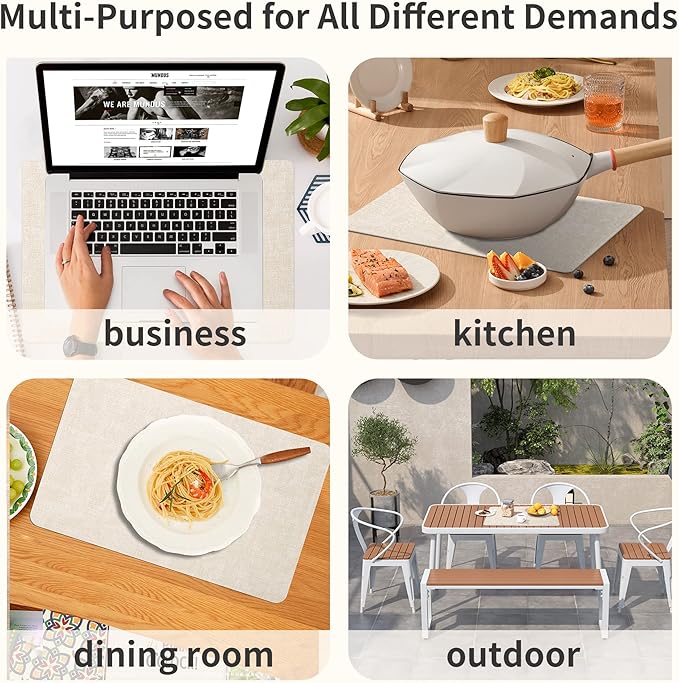 Maxpearl Faux Leather Placemats Set of 4 - Waterproof - Wipe Clean - Heat Resistant - Anti Slip Dining Table Place Mats, Suitable for Indoor & Outdoor Use, 17?쇺쇒?2?쇺? Beige