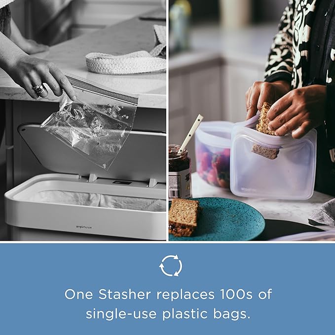 Stasher Premium Silicone Reusable Food Storage Bags, 6-Pack, Rainbow, Multi-Use Food Storage Bags, Lunch Bag, Travel Containers, BPA Free, Leak-free, Dishwasher-Safe, Eco-friendly