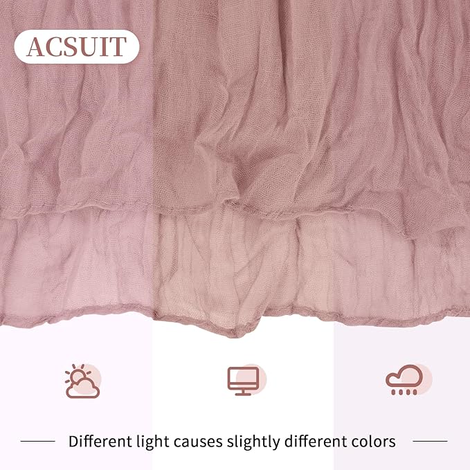 4 Pack Dusty Pink Cheesecloth Table Runner 20 x 120 inch Gauze Table Runners 10 FT Long,Semi Sheer Cheese Cloth Fabric Table Runner Bulk for Wedding,Party,Baby Shower,Bridal Shower Decoration