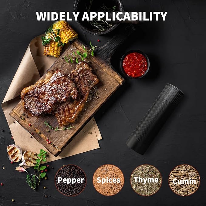 WhiteRhino Professional Pepper Grinder Mill with Top Button Lock,Heavy Duty High Output Aluminum Pepper Mill Refillable,Spice Grinder with Stainless Steel Burrs and Adjustable Coarseness Gift Set