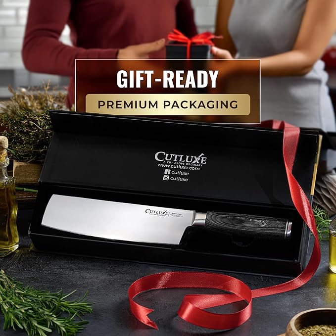 Cutluxe Nakiri Knife ??Ultra Sharp 7" Vegetable Japanese Knife for Chopping, High Carbon Stainless Steel Blade, Full Tang Pakkawood Handle ??Shinobi Series