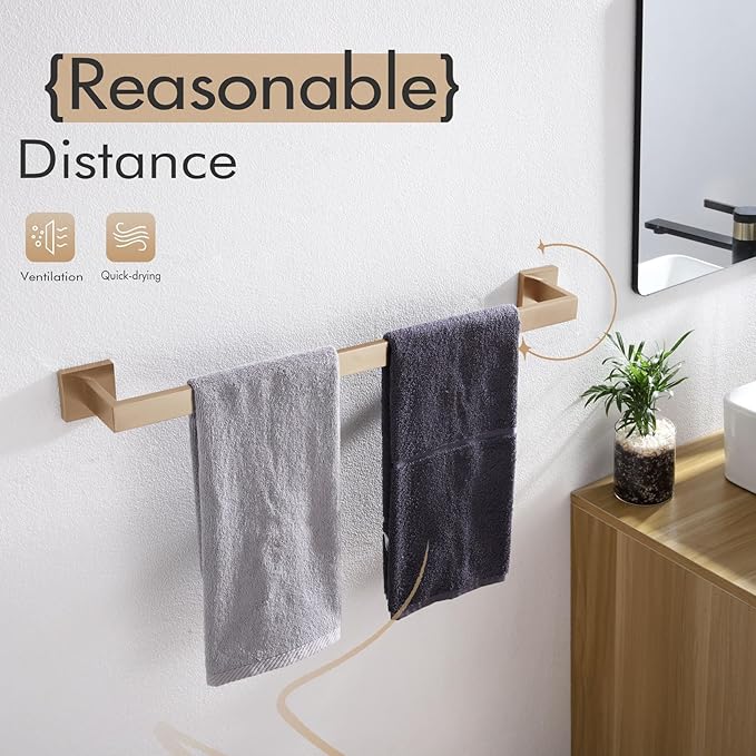 KOKOSIRI 20-Inch Towel Holder for Bathroom Kitchen Towel Bars Wall Mount SUS304 Stainless Steel Towel Rack, Champagne Bronze B4003CPG-L20