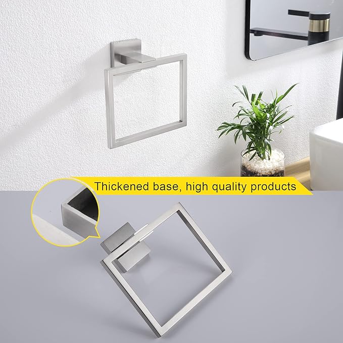 KOKOSIRI Bath Towel Ring Towel Hanger Bathroom Towel Holder Towel Rack Wall Mounted Stainless Steel Contemporary Style, Brushed Steel, B3004BR