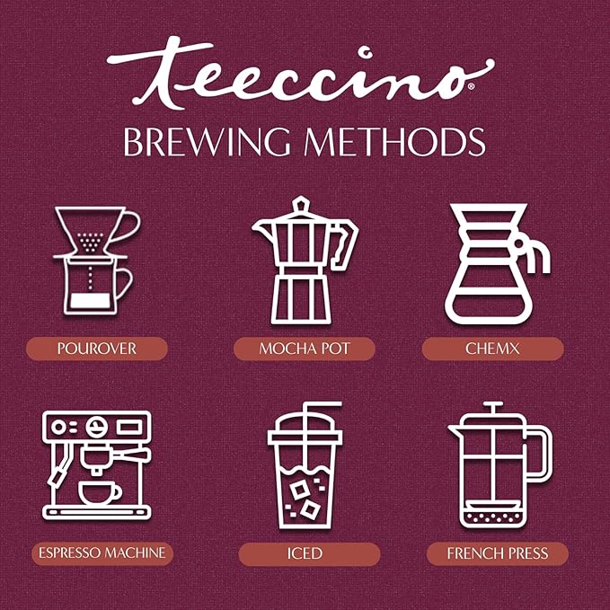Teeccino Mocha Chicory Coffee Alternative, 1.1 Pound - Ground Herbal Coffee That?™s Prebiotic, Caffeine-Free & Acid Free, Medium Roast