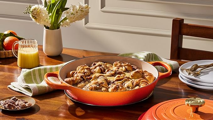 Le Creuset Enameled Cast Iron Signature Braiser 5 qt., Flamme Doree with Crucible Knob