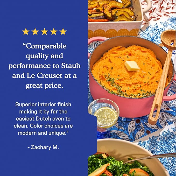 Great Jones Dutch Baby Dutch Oven with Lid (Taffy, 3.5-Quart) | Enameled Cast Iron, Round Shape | Safe for Stovetops & Ovens up to 500째F | Space-Saving & Dishwasher-Friendly | Small-Batch Cooking