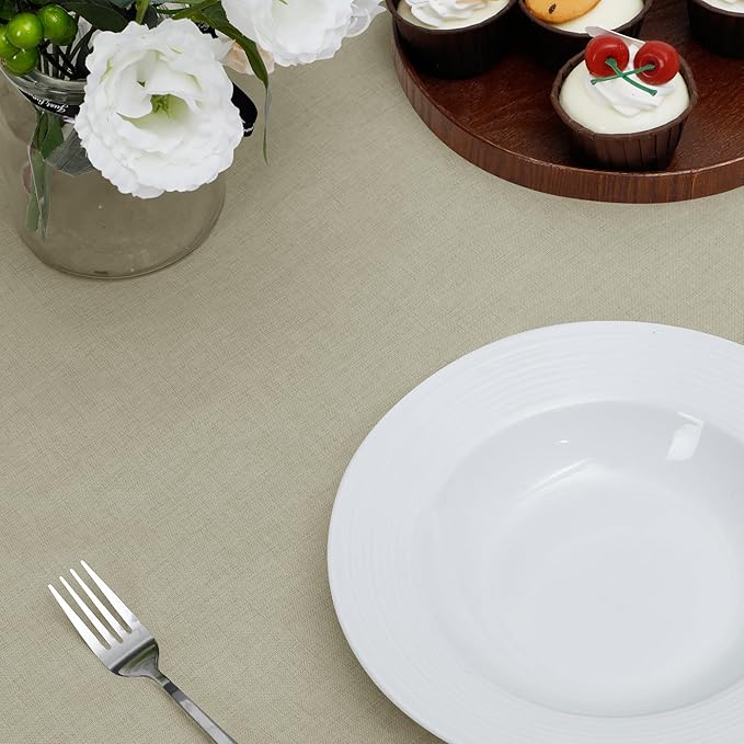 Easy-Going Faux Linen Waterproof Spill-Proof Tablecloth Stain Resistant Rectangle Table Cloth Wrinkle Free Decorative Fabric for Kitchen, Dining, Party, Weddings, Restaurants (60x102 in, Linen)