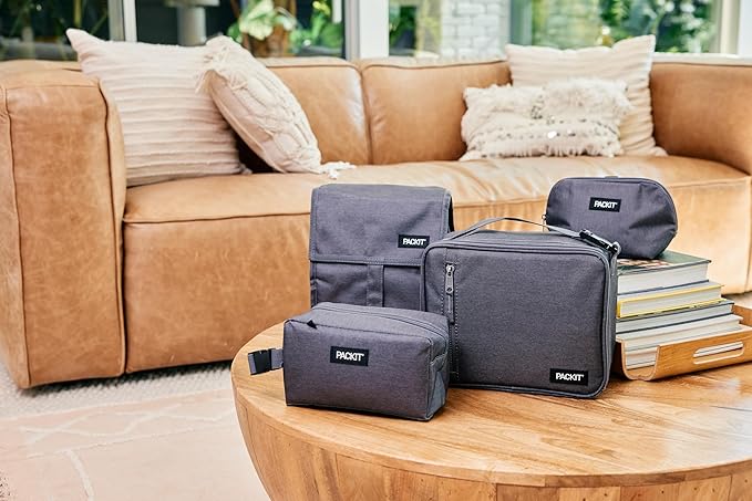 PackIt짰 Freezable Lunch Bag, Gray Fog, Built with ECOFREEZE짰 Technology, Foldable, Reusable, Zip and Velcro Closure with Buckle Handle, Designed for Work Lunches and Fresh Lunch On the Go